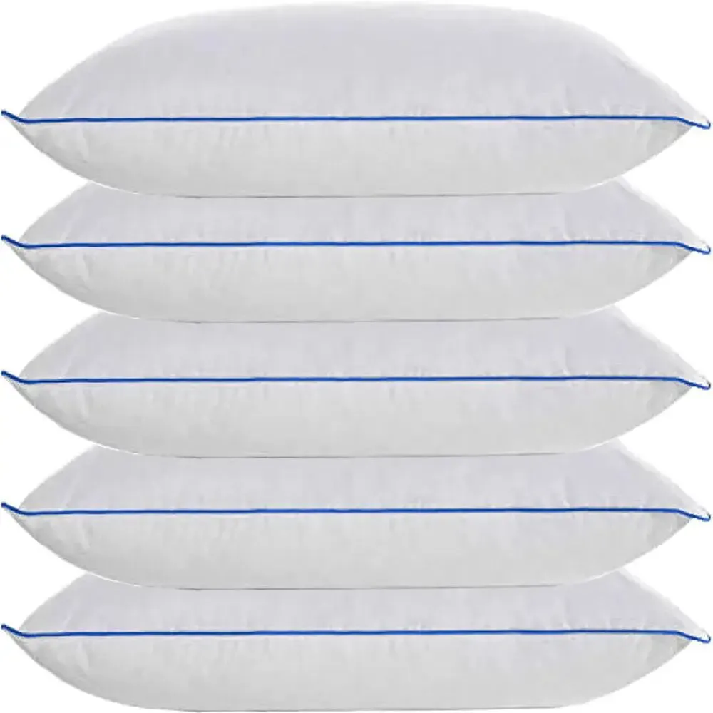 Plush Solid-Coloured Neck Pillow for Everyday Use (Set of 5, 20*30 inches) Pink Piping