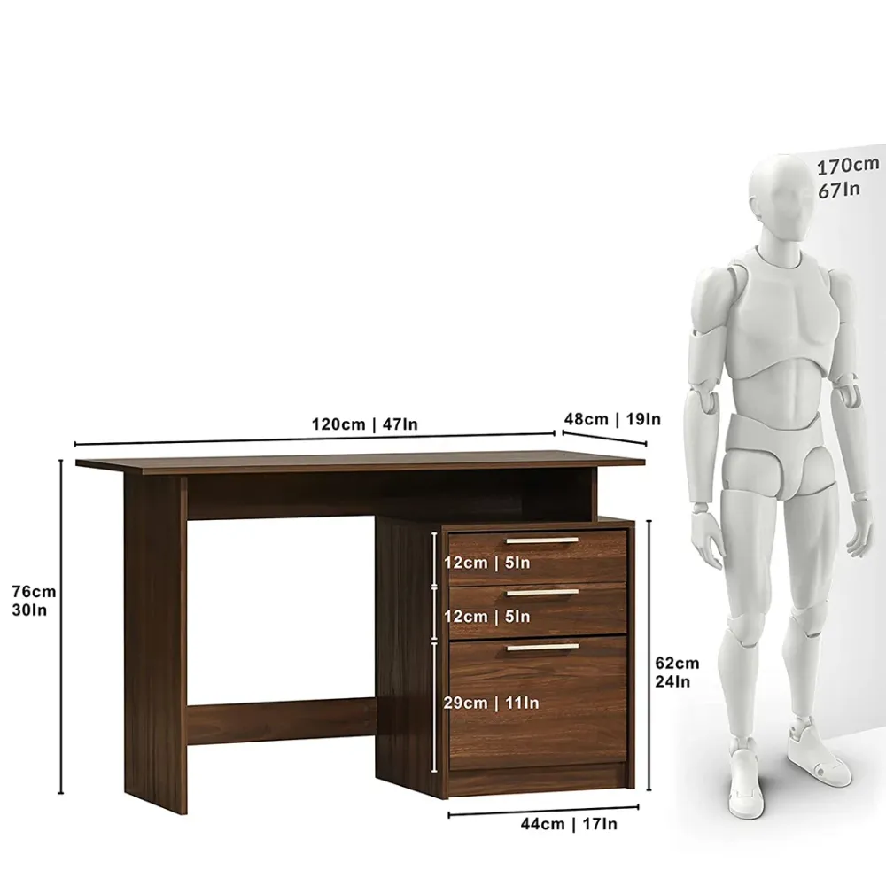 WallMantra Plywood Study Table and Office Desk – Walnut, Matte Finish