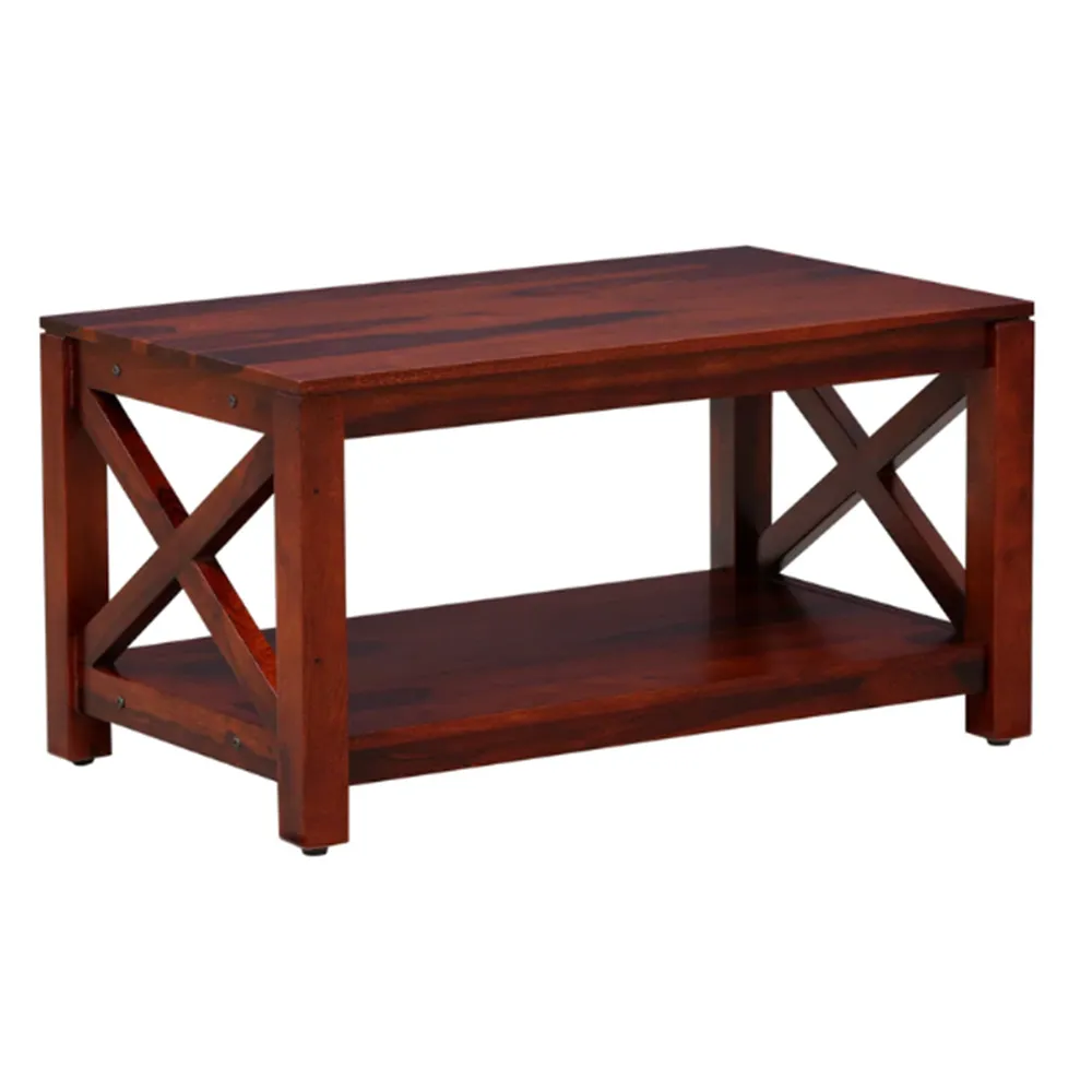 Polished Crafted Sheesham Wooden Storage Centre Table
