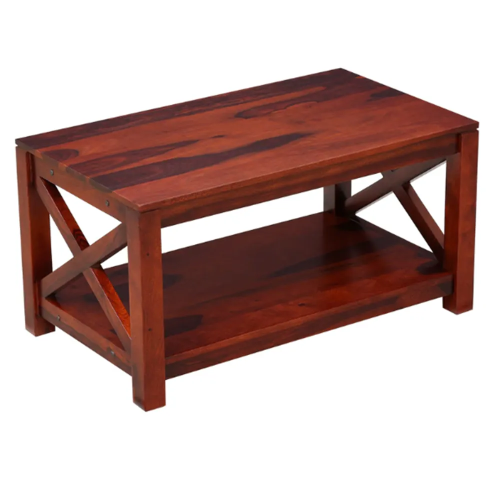 Polished Crafted Sheesham Wooden Storage Centre Table