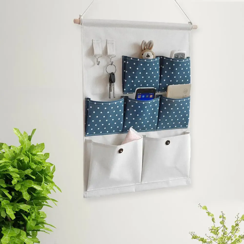 Polka Dot Print Multi-Utility Wall Hanging Organizer