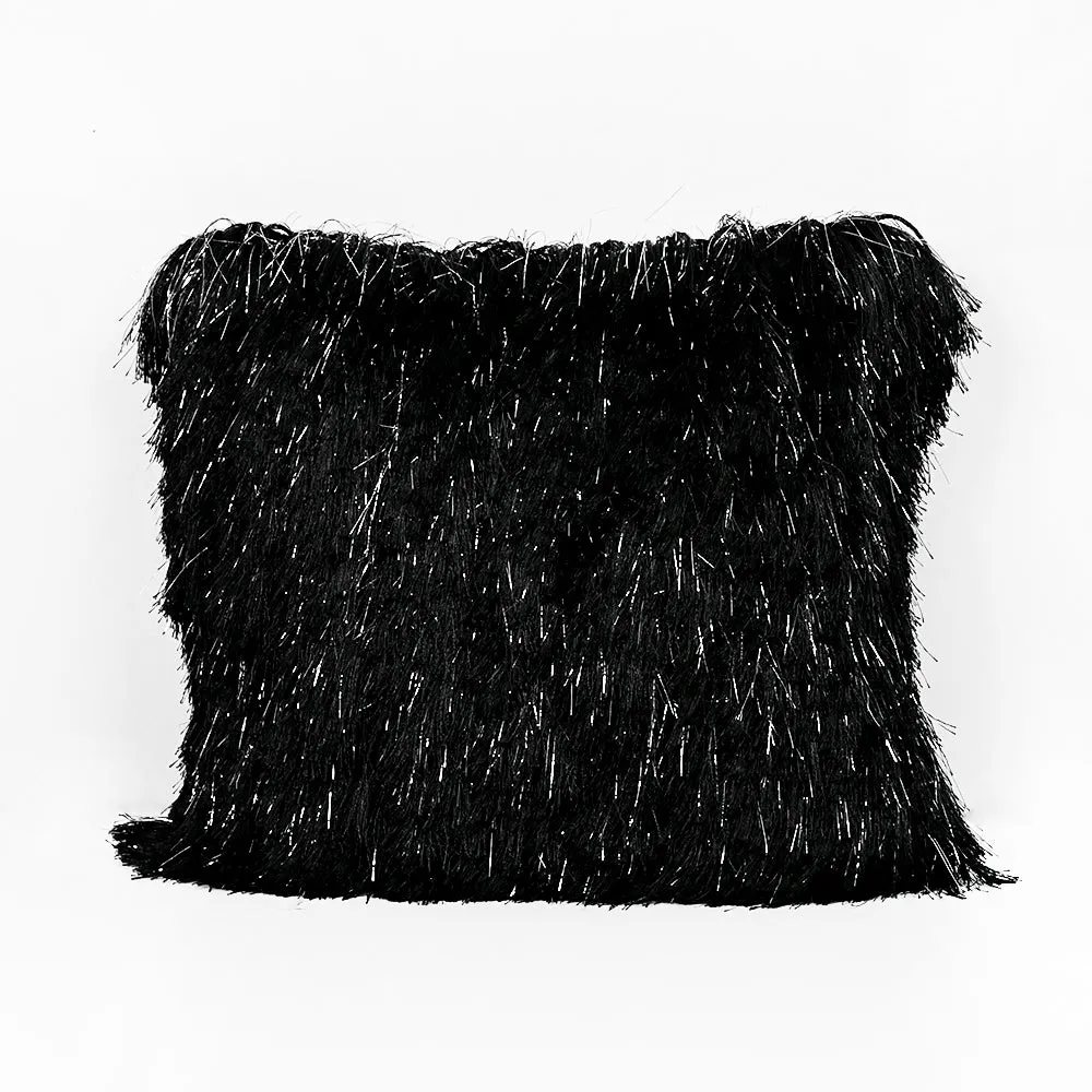 Polyester Fabric Shaggy Black Cushion Cover