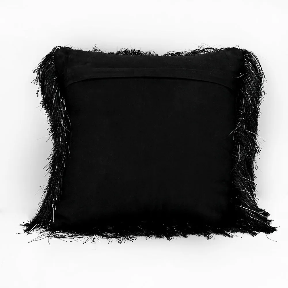 Polyester Fabric Shaggy Black Cushion Cover