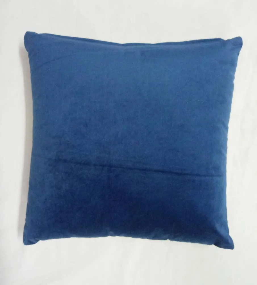 Polyester Velvet Foil Printed Blue Cushion Cover