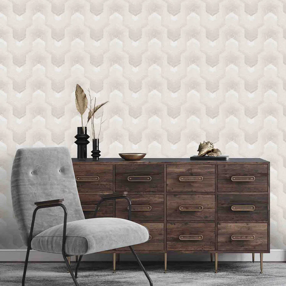 Polygonal Dream Textured Premium Wallpaper- Tapestry Collection (Beige) Rust Brown