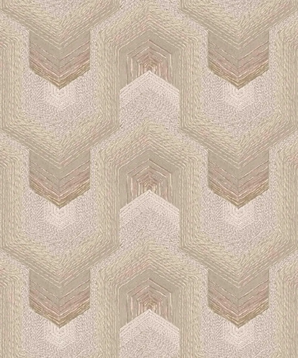 Polygonal Dream Textured Premium Wallpaper- Tapestry Collection (Beige) Rust Brown