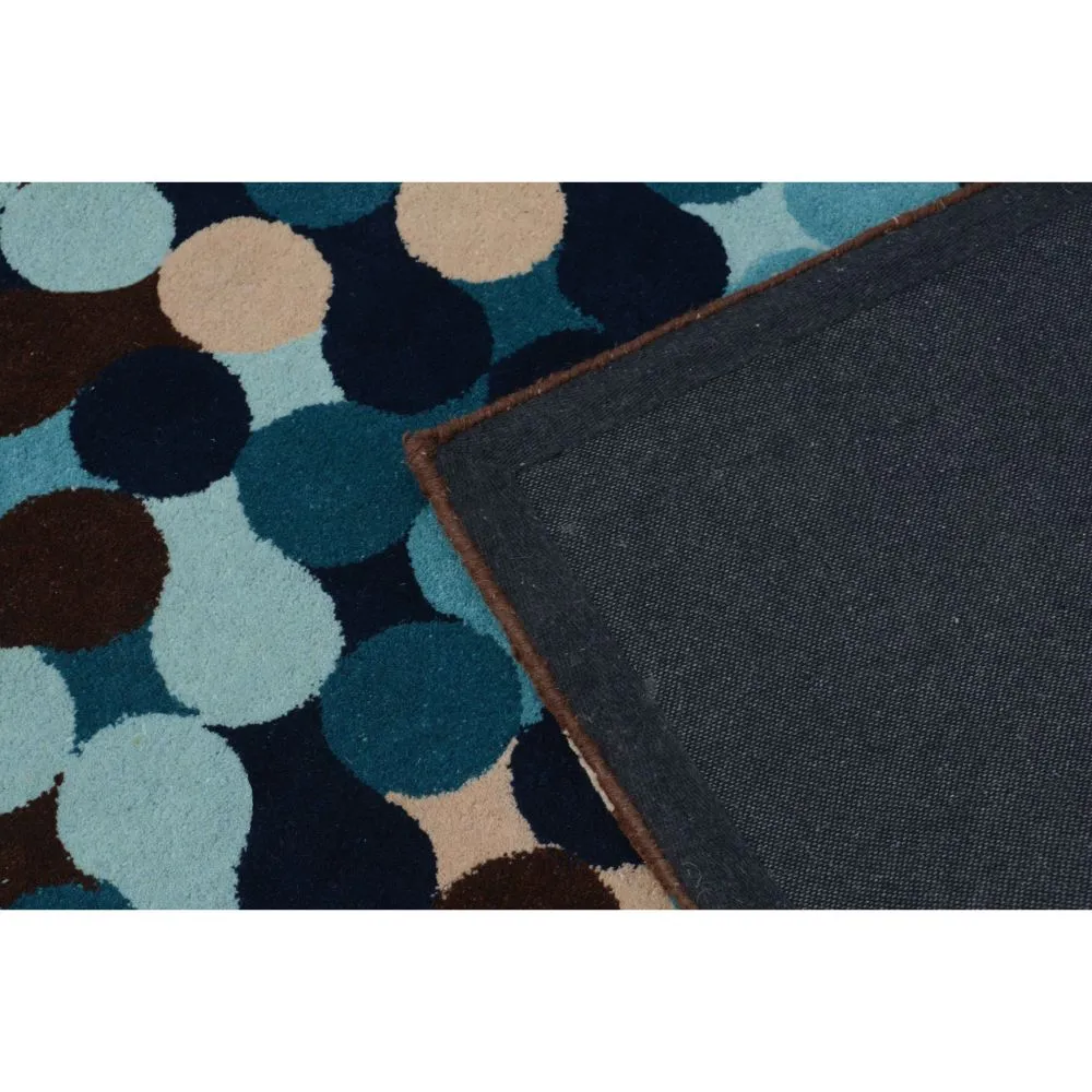 Popping Circles Blue Designer Tufted Area Carpet 2X5ft