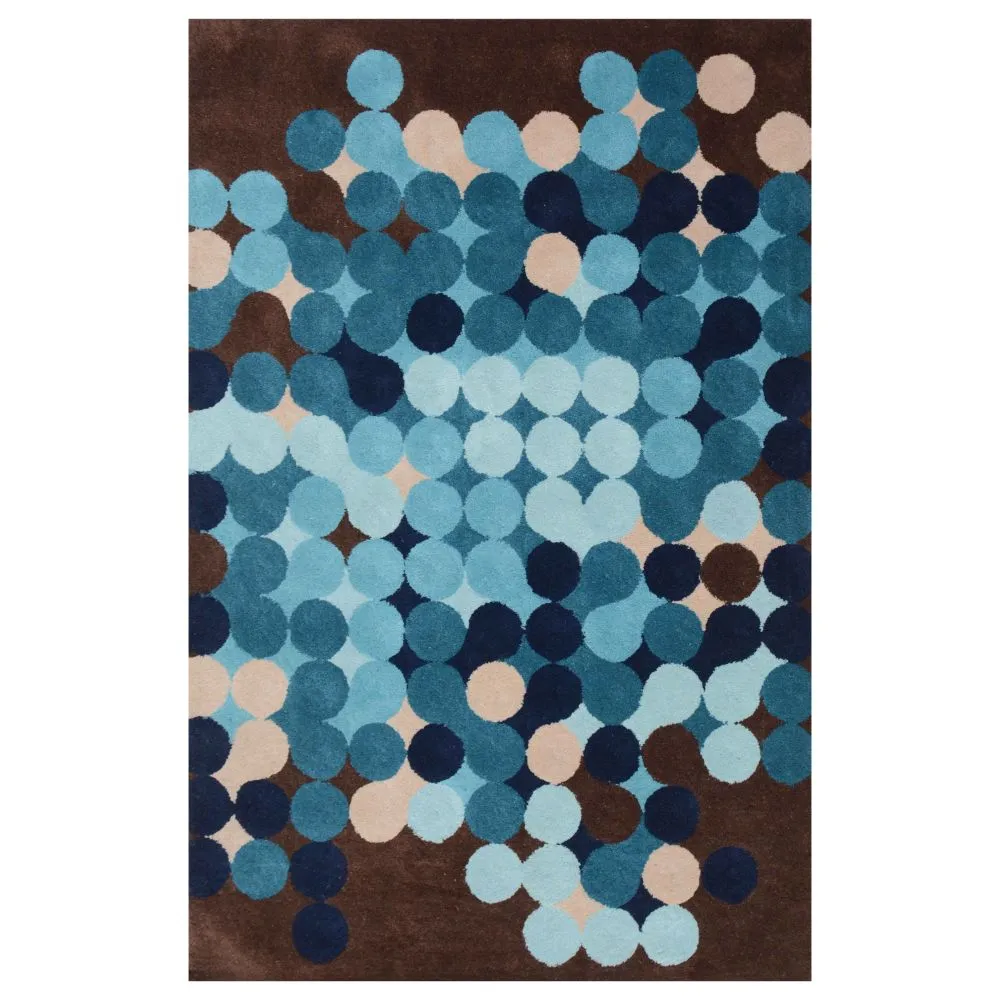 Popping Circles Blue Designer Tufted Area Carpet 2X5ft