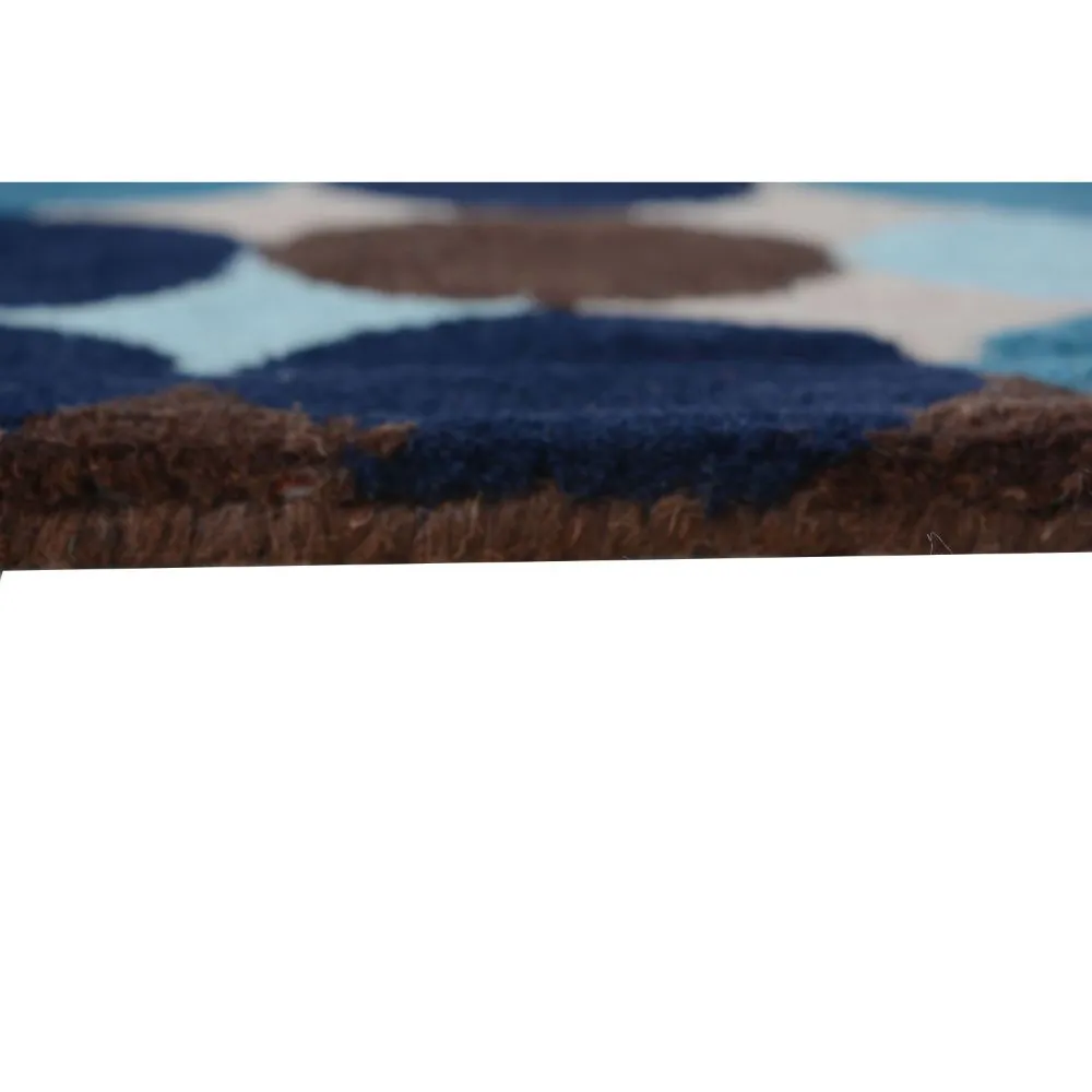 Popping Circles Blue Designer Tufted Area Carpet 2X5ft