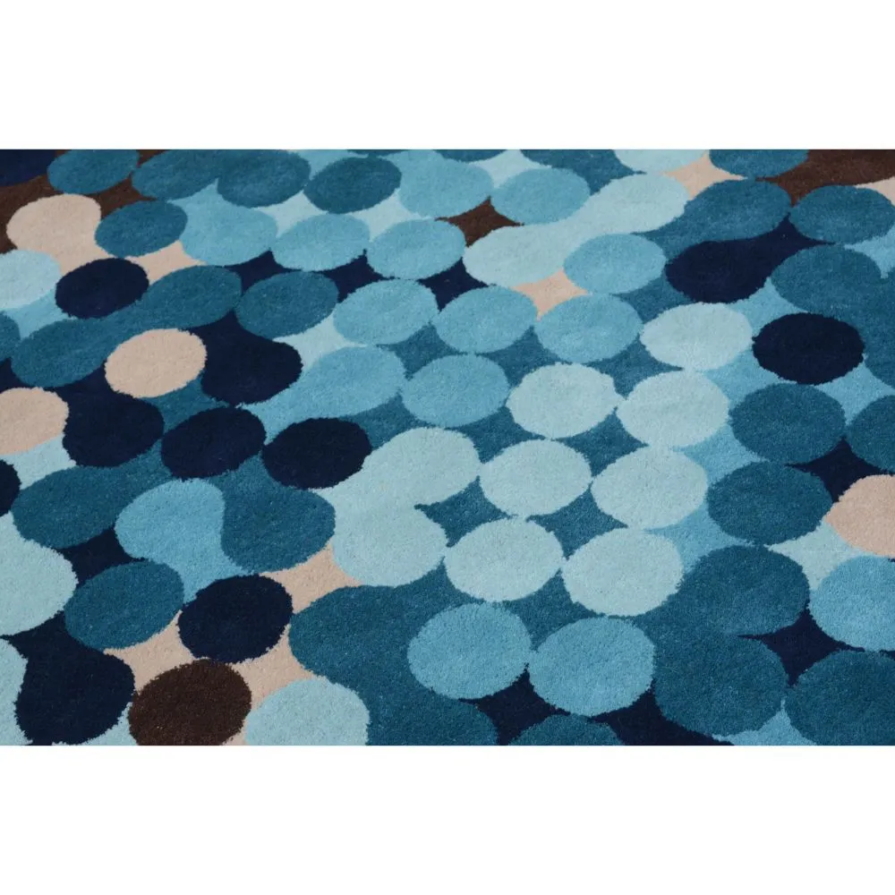 Popping Circles Blue Designer Tufted Area Carpet 2X5ft