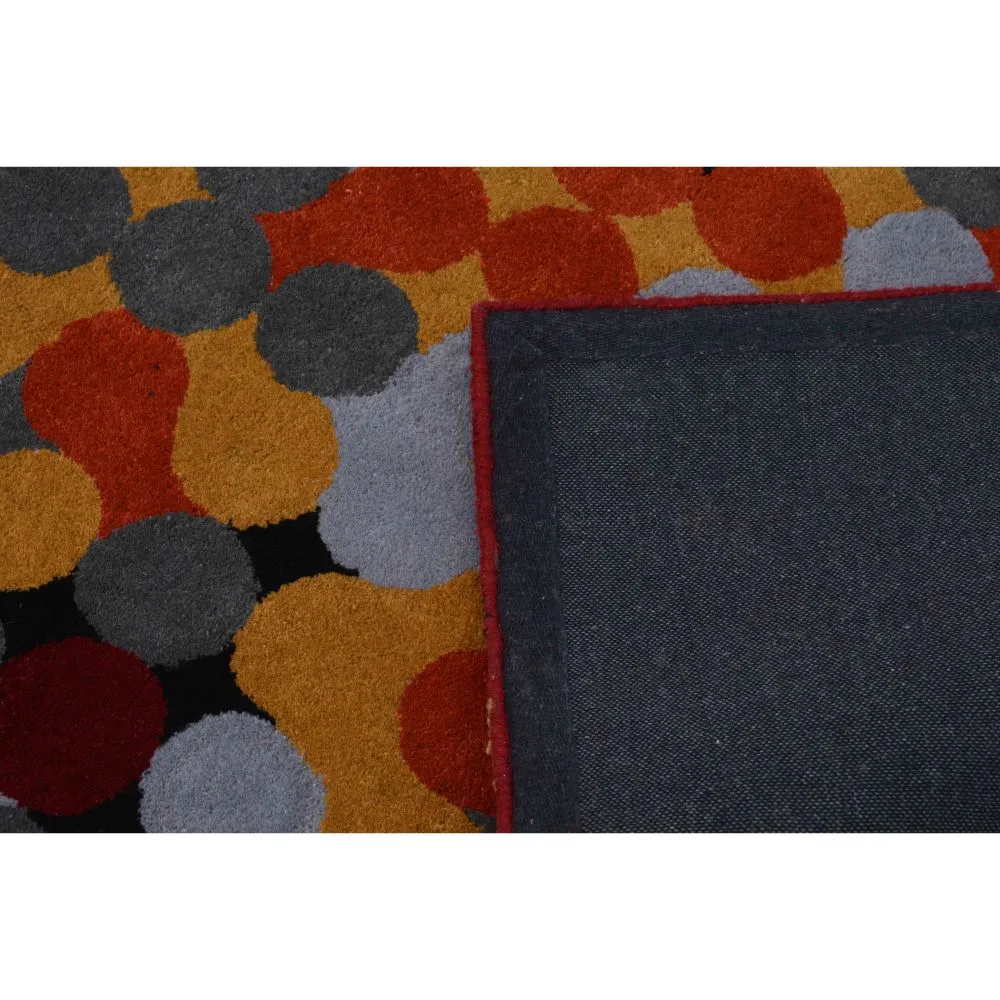 Popping Circles Red Designer Tufted Area Carpet 2X5ft