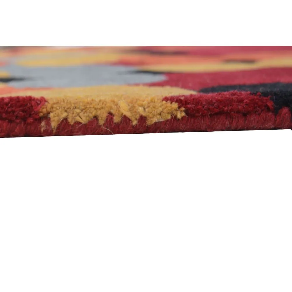 Popping Circles Red Designer Tufted Area Carpet 2X5ft