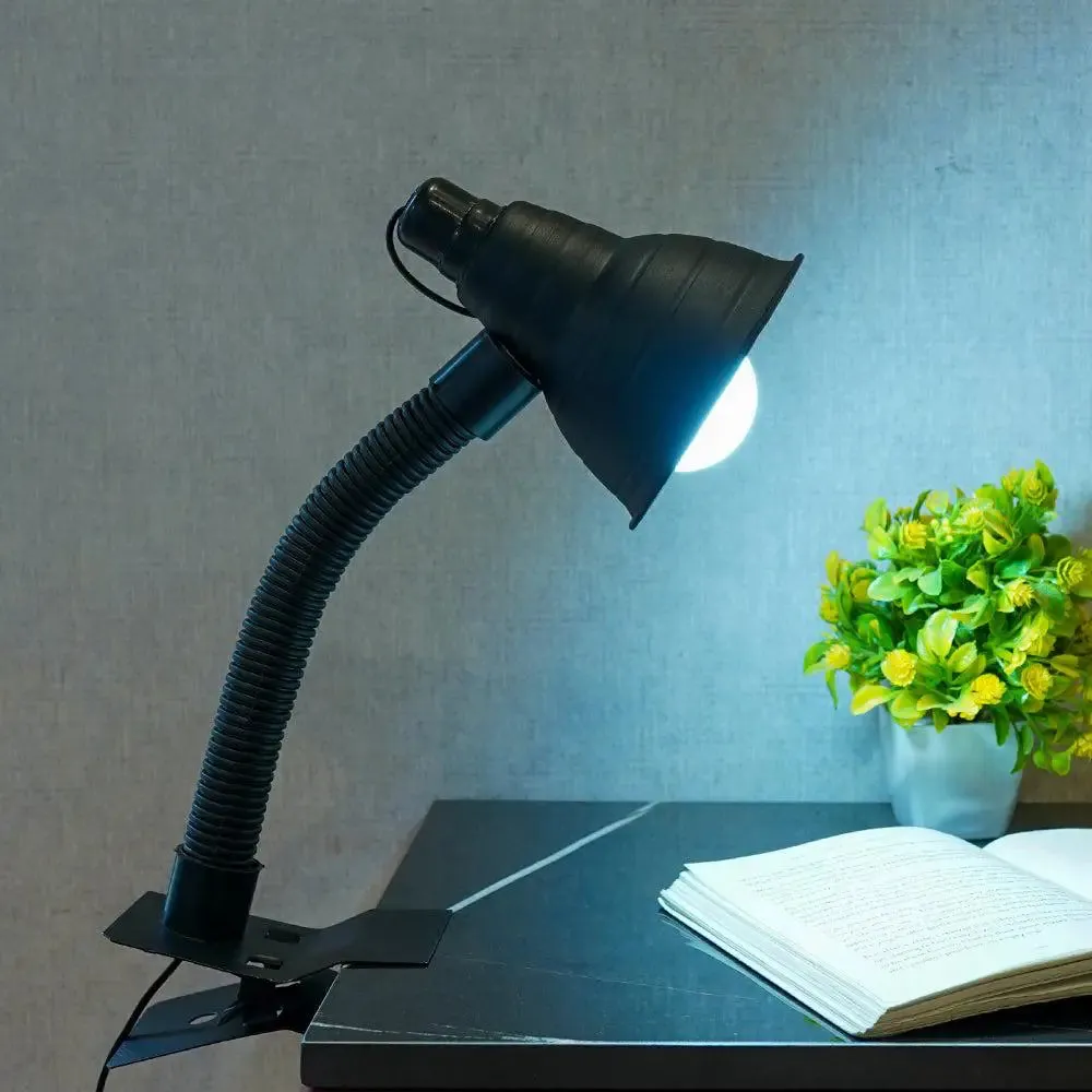 Portable Desk Clip Black Study Lamp with Adjustable Neck