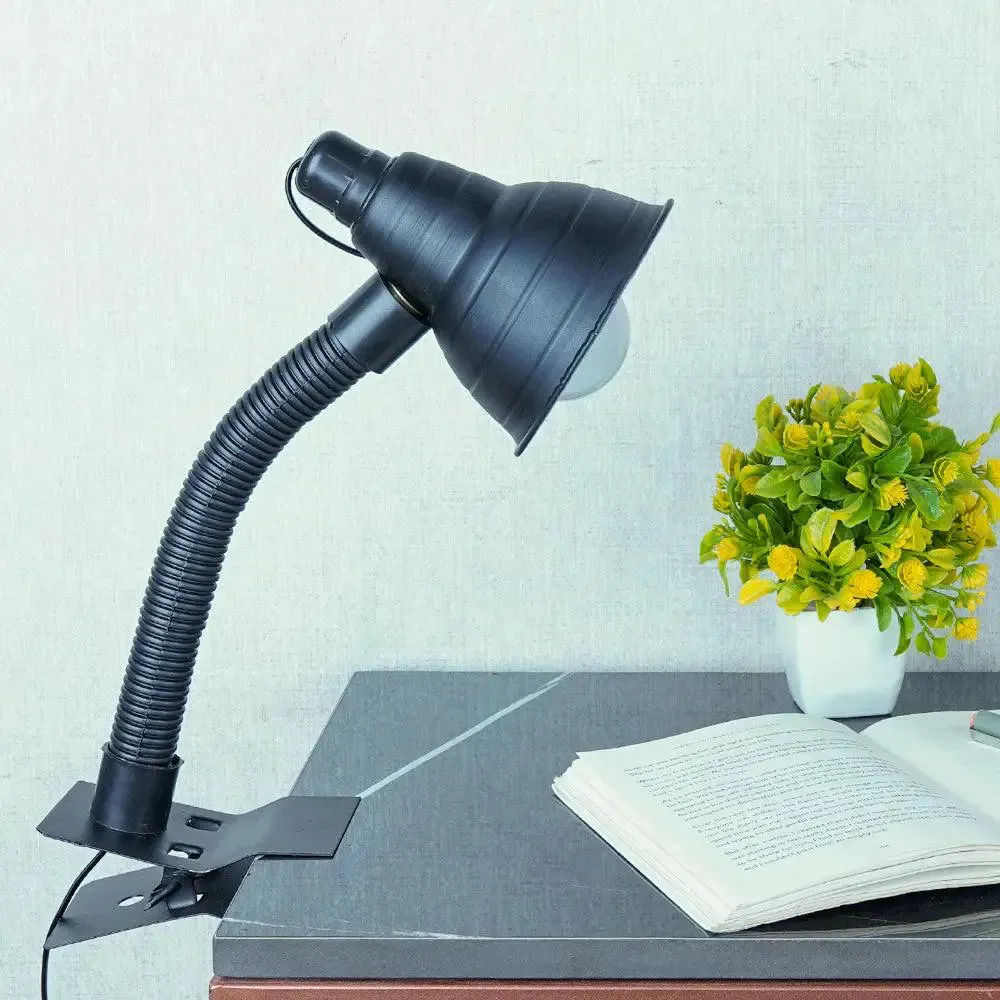 Portable Desk Clip Black Study Lamp with Adjustable Neck