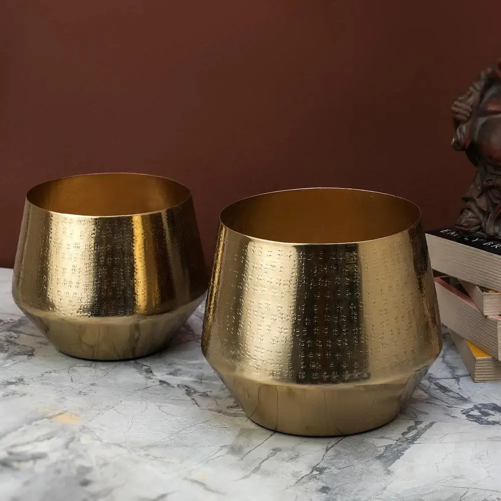 Portable Metallic Gold Tapered Floral Planter Stand (Set of 2)