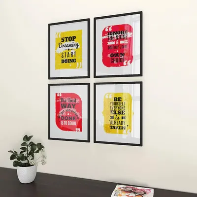 Positives  Quotes   Set of 4 frames with Break Resistant Clear Acrylic Glass & High Definition Print