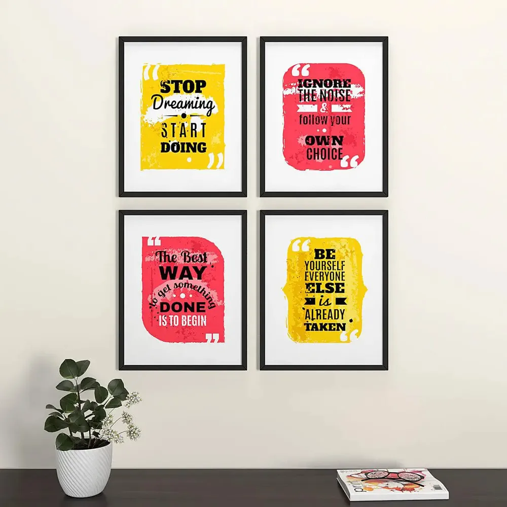 Positives  Quotes   Set of 4 frames with Break Resistant Clear Acrylic Glass & High Definition Print