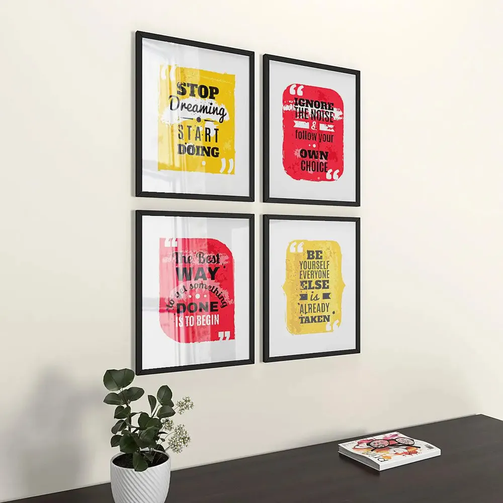 Positives  Quotes   Set of 4 frames with Break Resistant Clear Acrylic Glass & High Definition Print