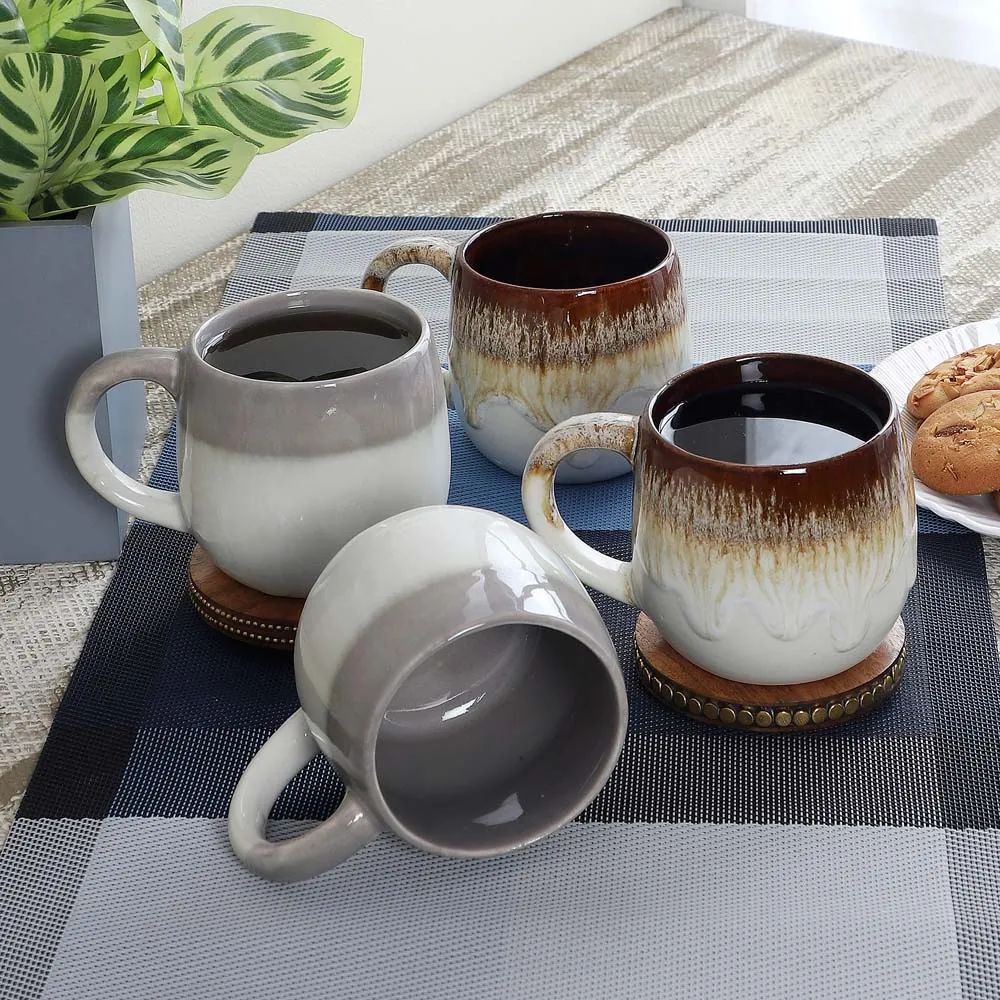 Pot Shaped Off White Designer Tea Cups Set Of 4 Tea Cups Set