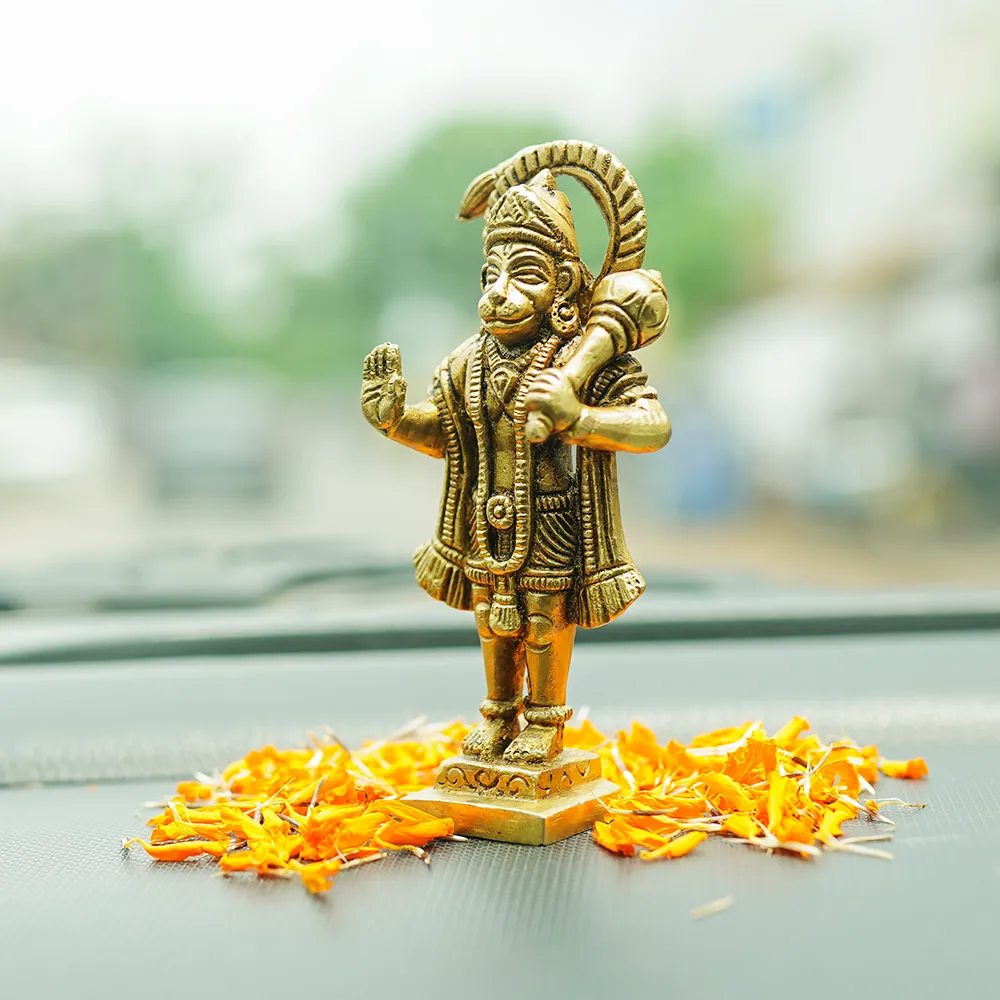 Powerful Lord Hanuman Brass Finish Idol Set Of 1