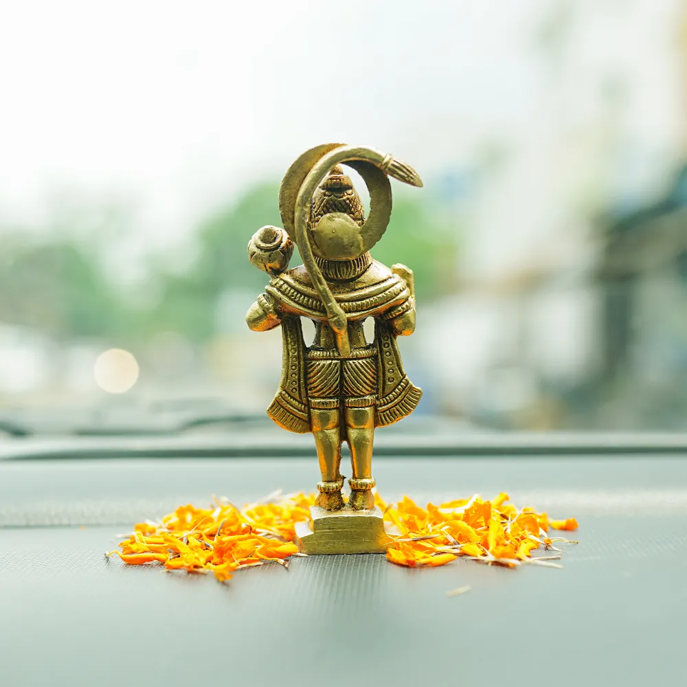 Powerful Lord Hanuman Brass Finish Idol Set Of 1