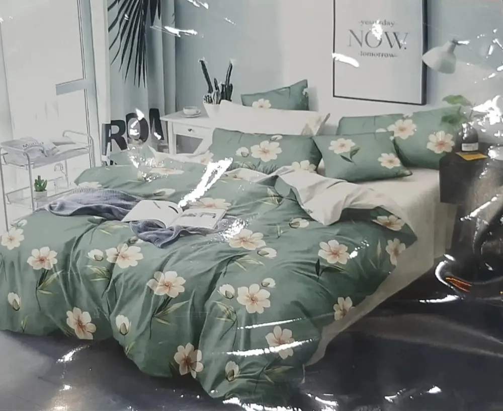 PR Trend  Turquoise Floral Printed Single Bedsheet Set Of 2 With Pillow Cover