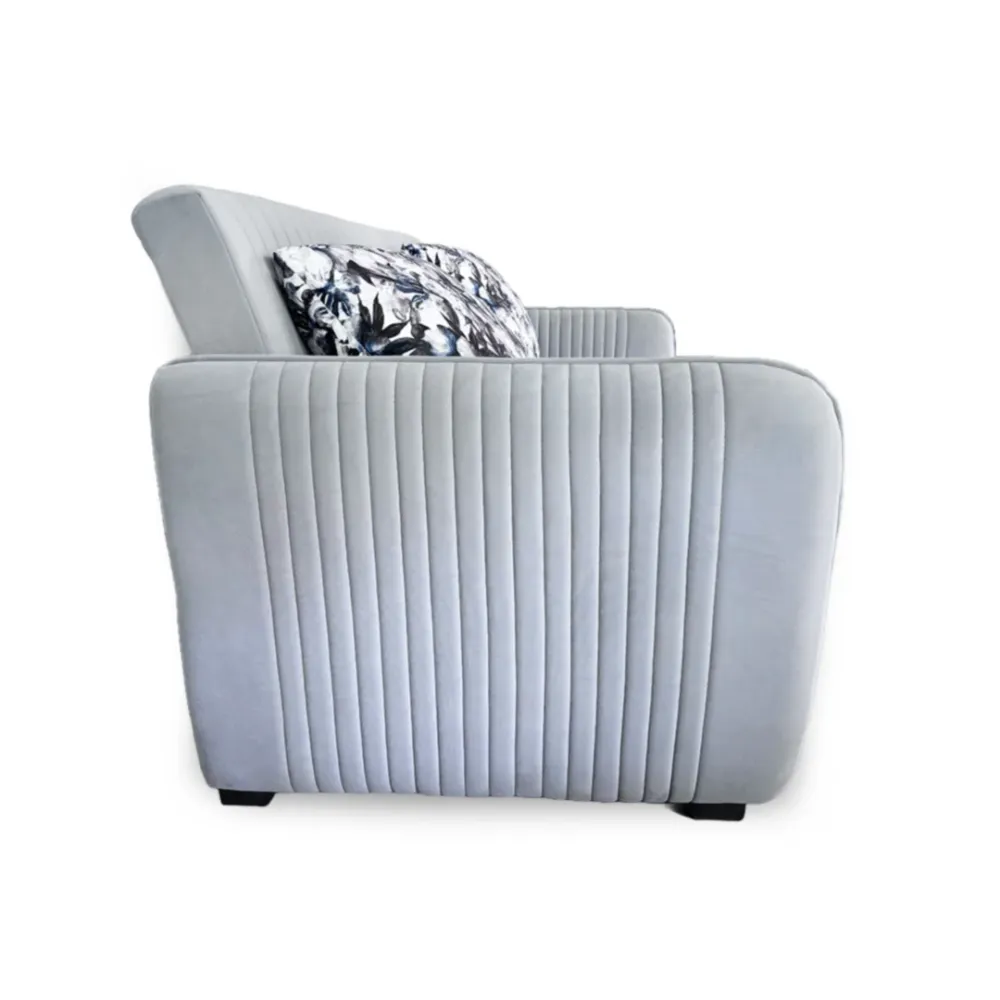 WallMantra Premium 3 Seater Pull Out Sofa Cum Bed in Grey Finish (With Cushion)