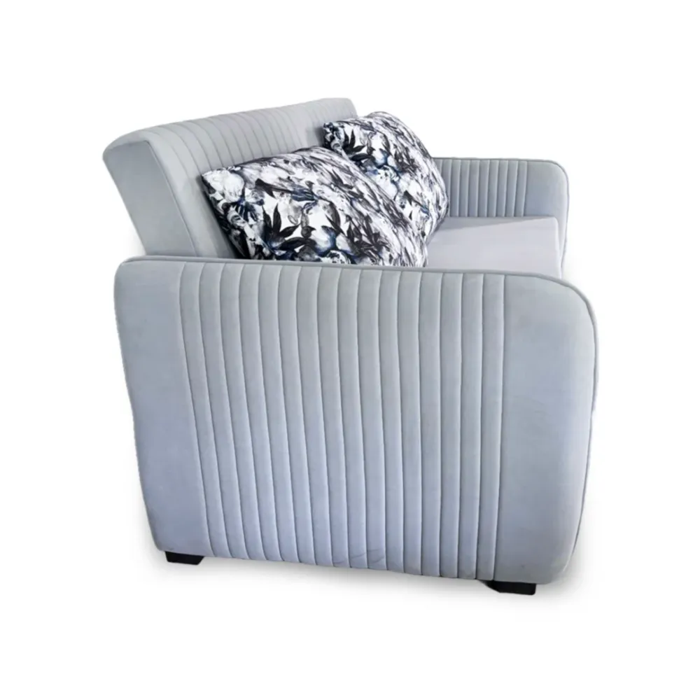 WallMantra Premium 3 Seater Pull Out Sofa Cum Bed in Grey Finish (With Cushion)