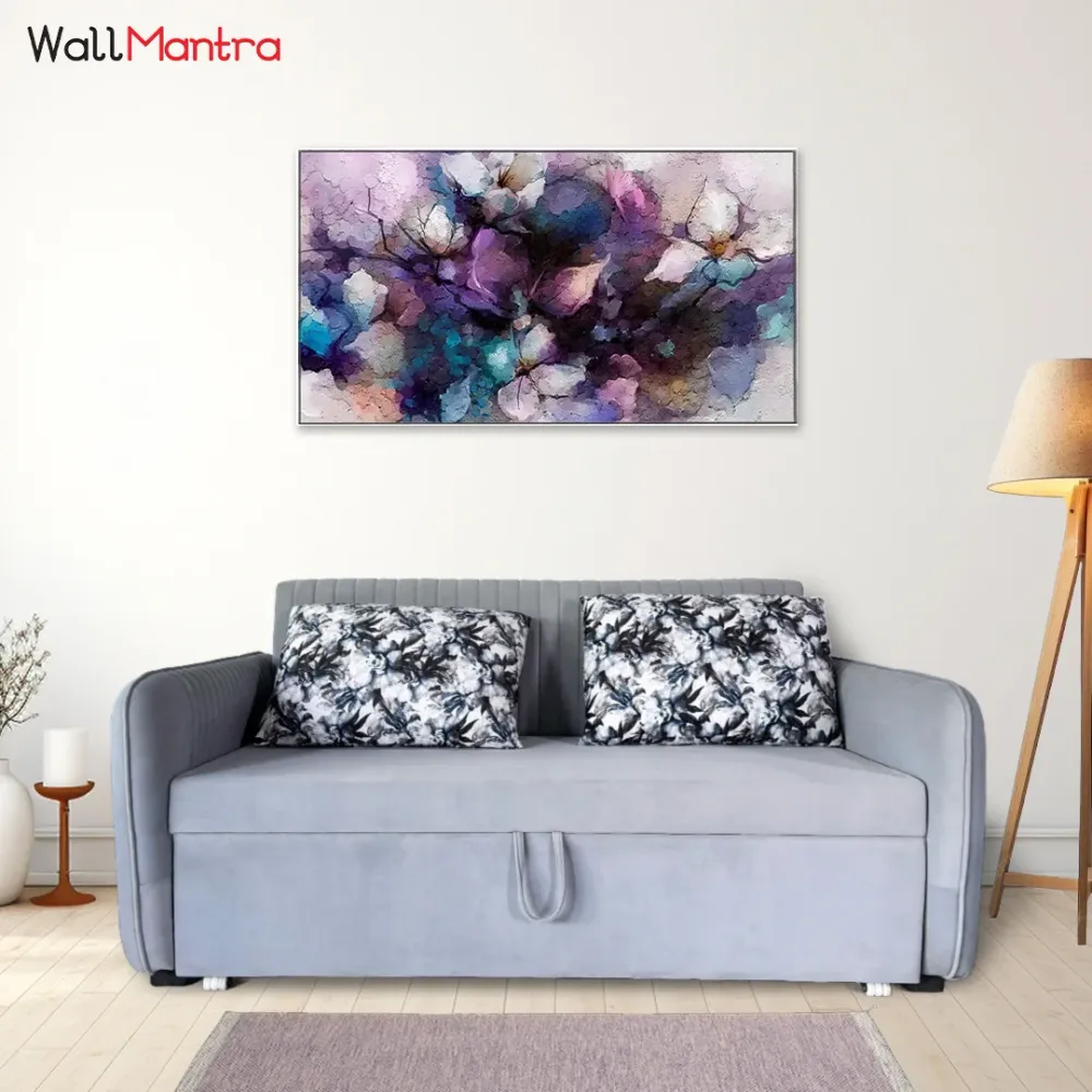 WallMantra Premium 3 Seater Pull Out Sofa Cum Bed in Grey Finish (With Cushion)