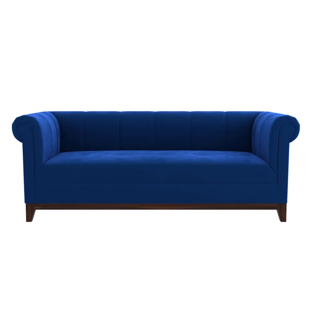 WallMantra Premium Arbor Velvet 3 seater sofa – Indigo Blue