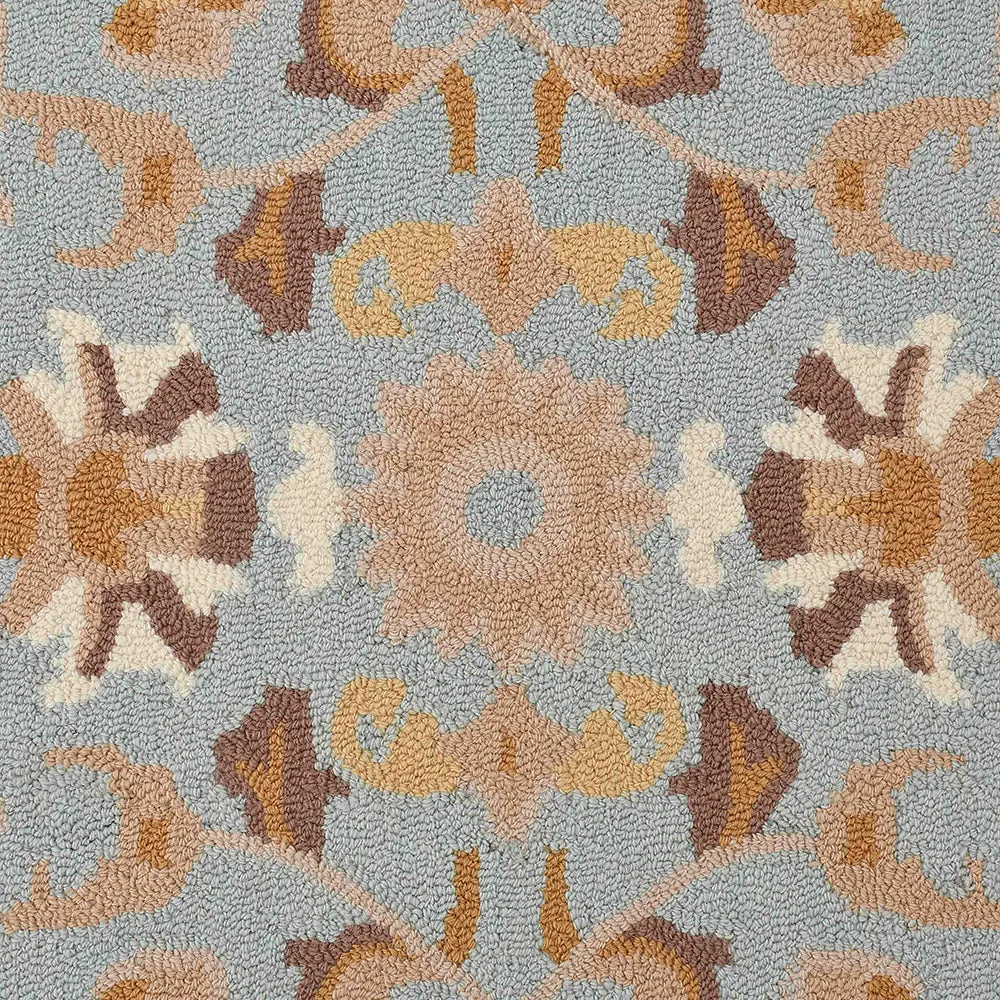 Premium Blue Traditional Print Hand Tufted Wool Carpet for Living Room 4X6