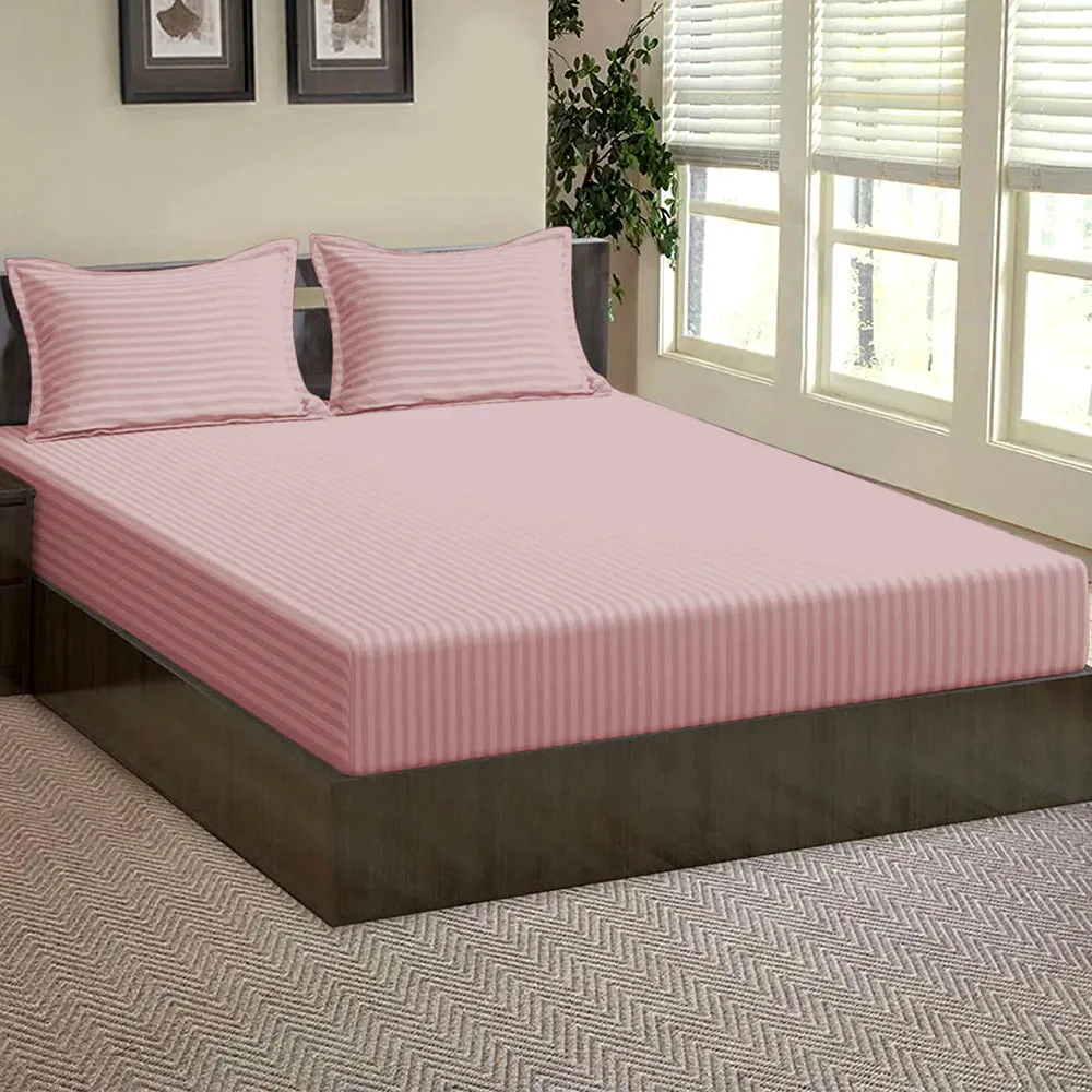 Premium California King-Size Bed Solid Fitted Bedsheet With 2 Pillow Covers (Available in Multiple Colours) White