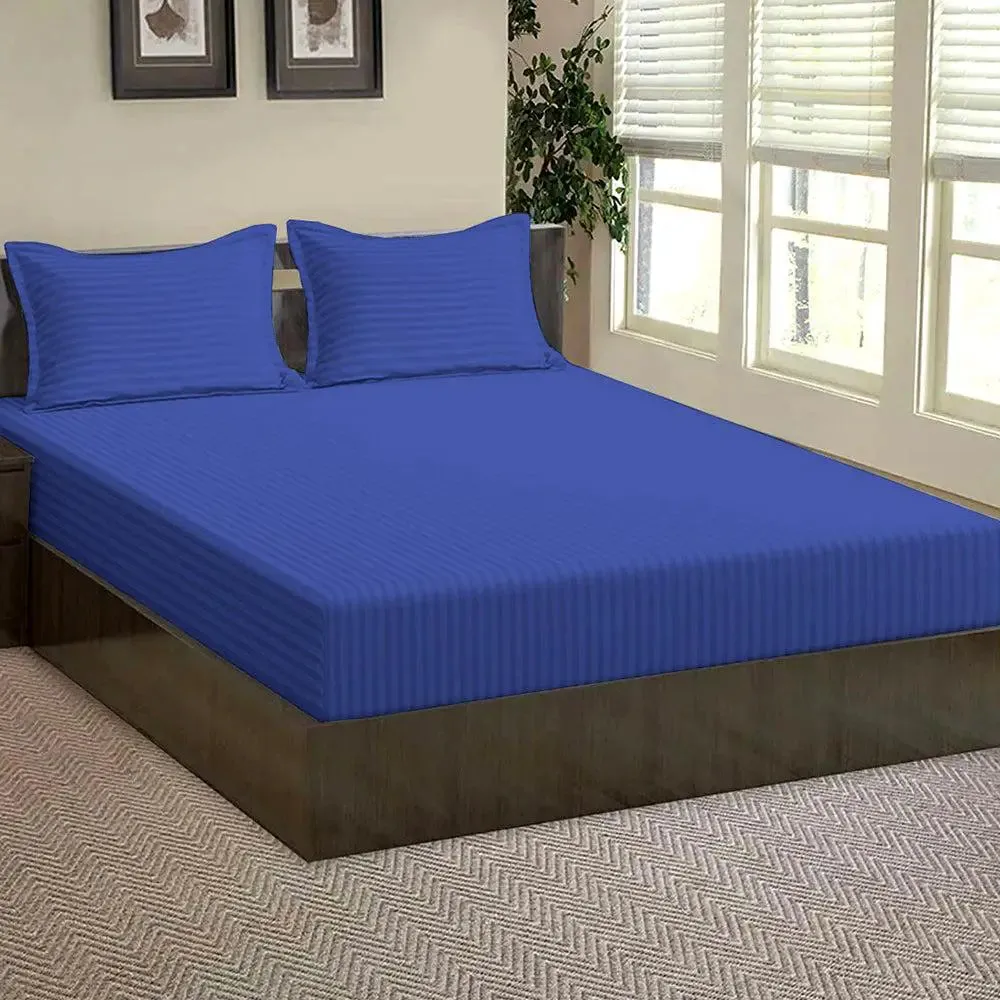 Premium California King-Size Bed Solid Fitted Bedsheet With 2 Pillow Covers (Available in Multiple Colours) White