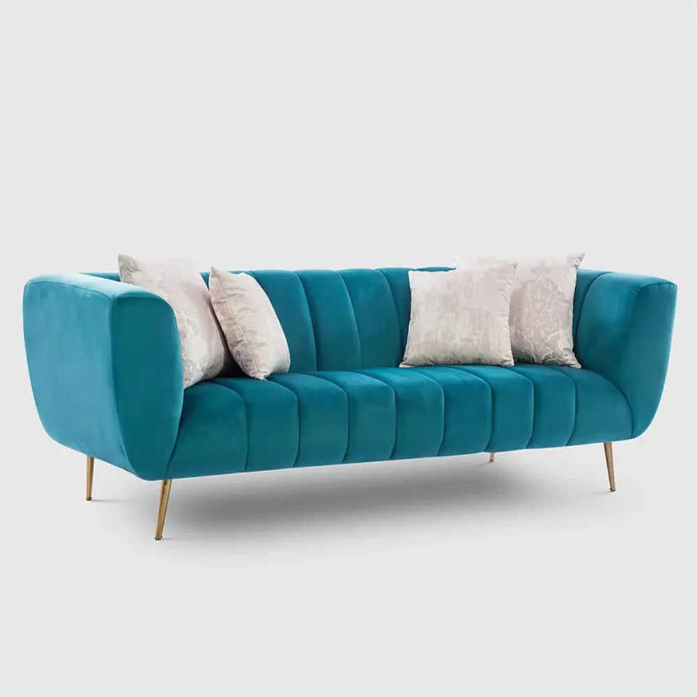 WallMantra Premium Catalina Velvet 3 Seater Sofa in Teal