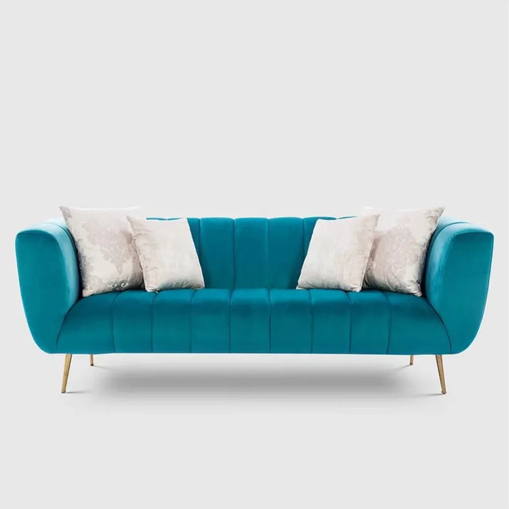 WallMantra Premium Catalina Velvet 3 Seater Sofa in Teal