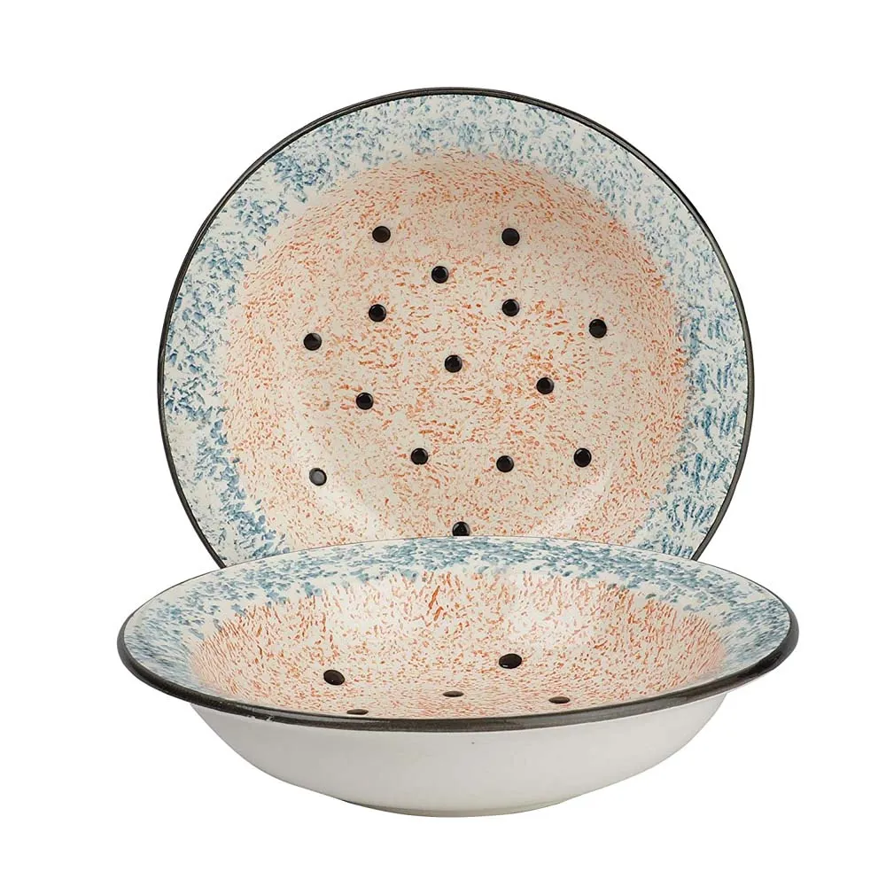 Premium Ceramic Watermelon Motif Hand-Painted Pasta Plate Set Of 2