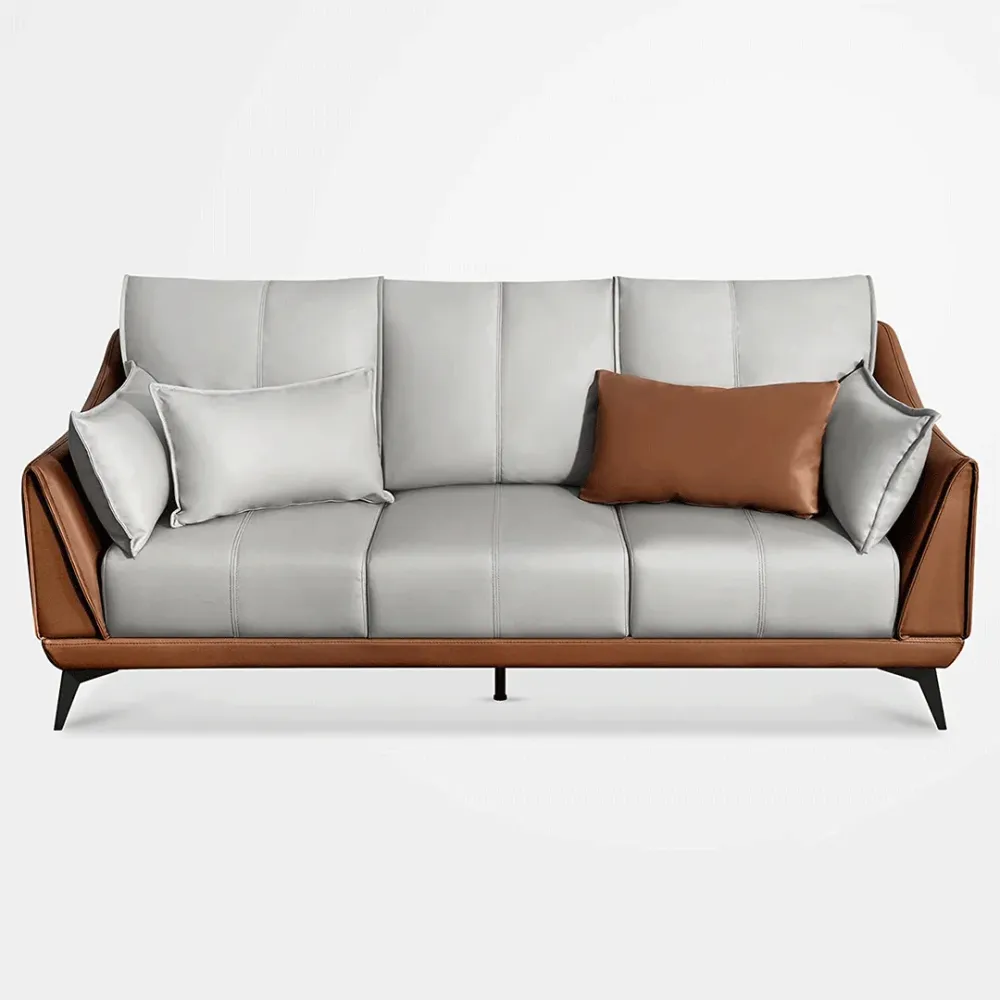 WallMantra Premium Classic 3 seater sofa – Chesterfield Gray and Brown Leatherette