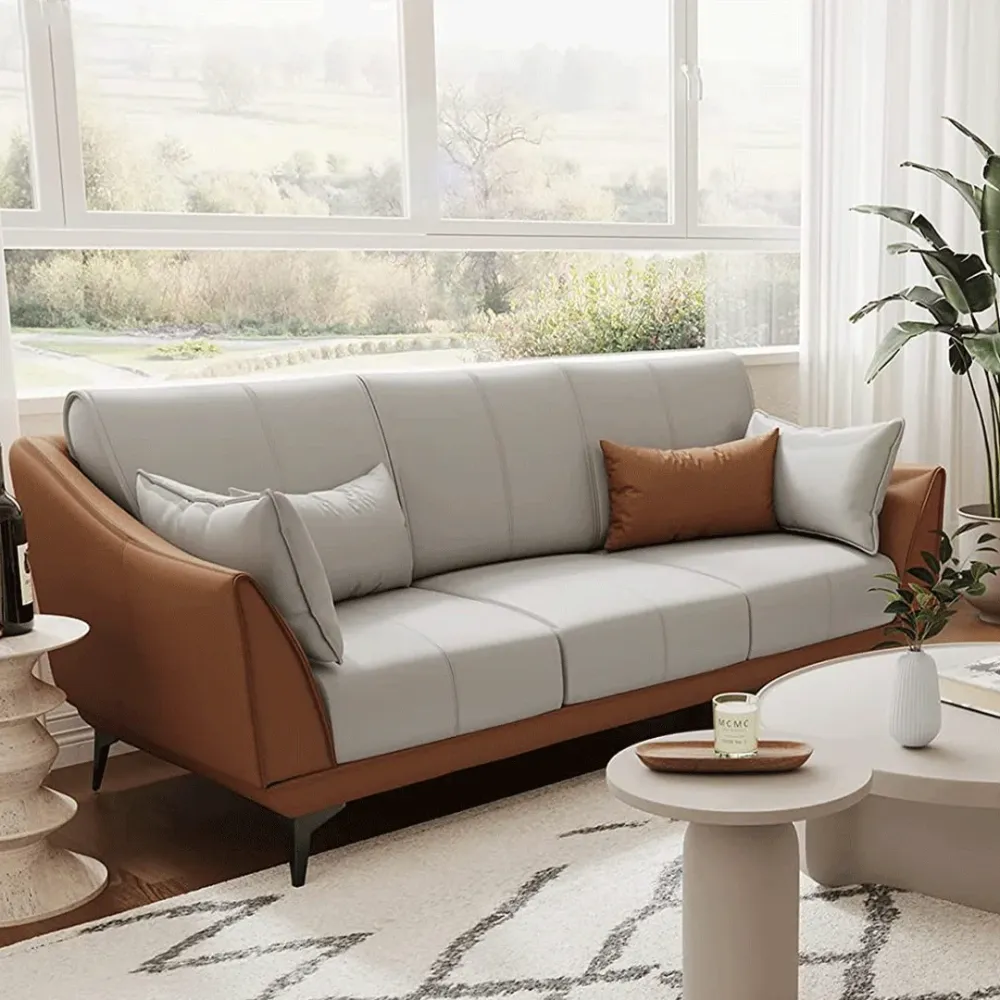 WallMantra Premium Classic 3 seater sofa – Chesterfield Gray and Brown Leatherette