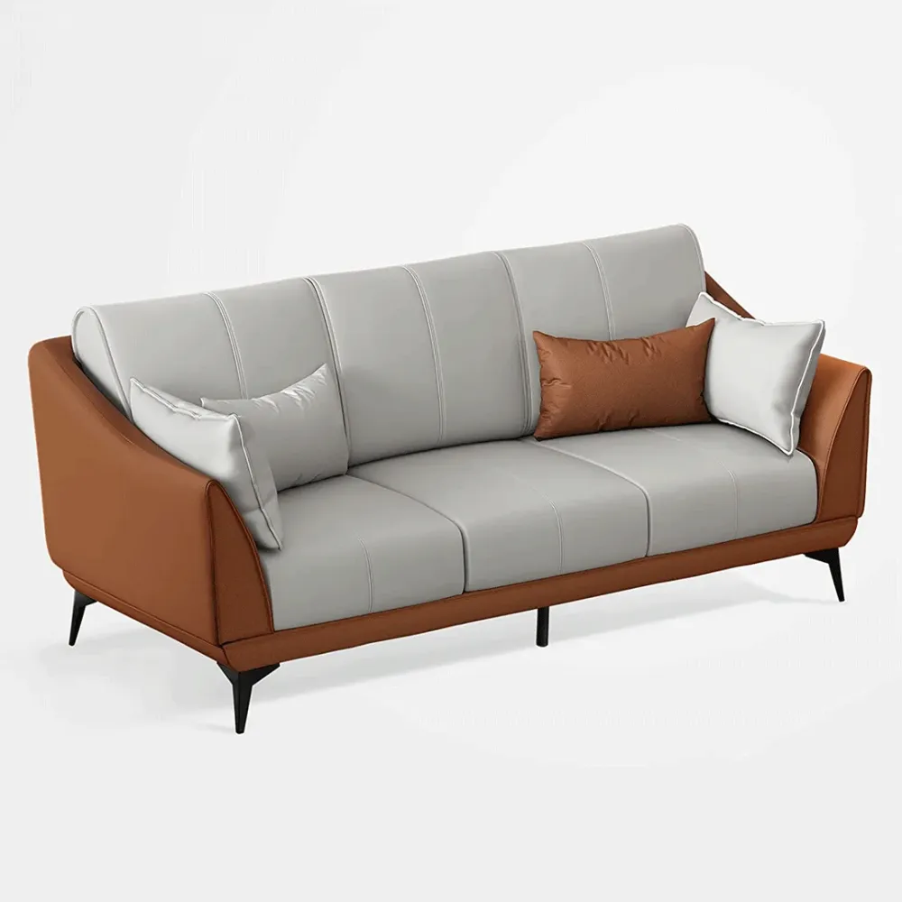WallMantra Premium Classic 3 seater sofa – Chesterfield Gray and Brown Leatherette