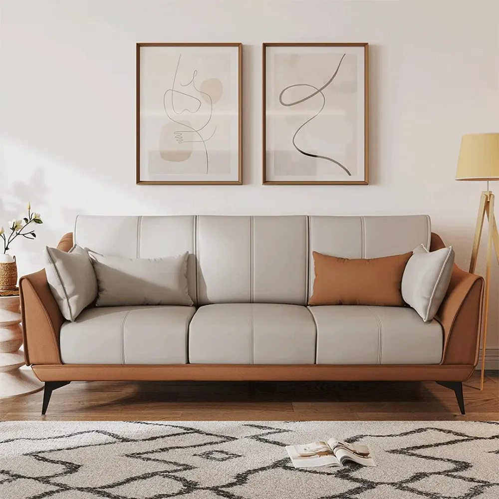 WallMantra Premium Classic 3 seater sofa – Chesterfield Gray and Brown Leatherette