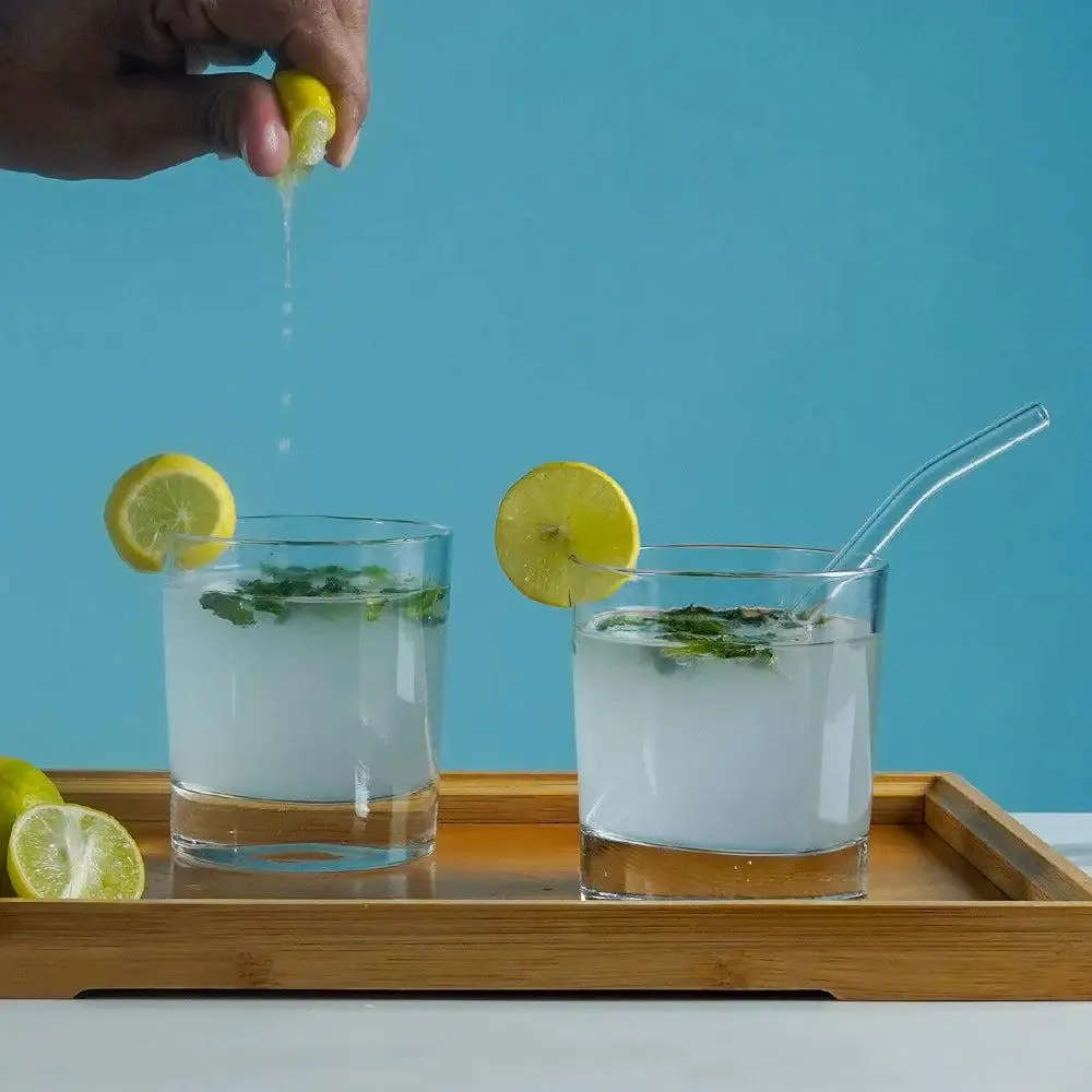 Premium Clear Solid Wide Whiskey Glasses Set of 2