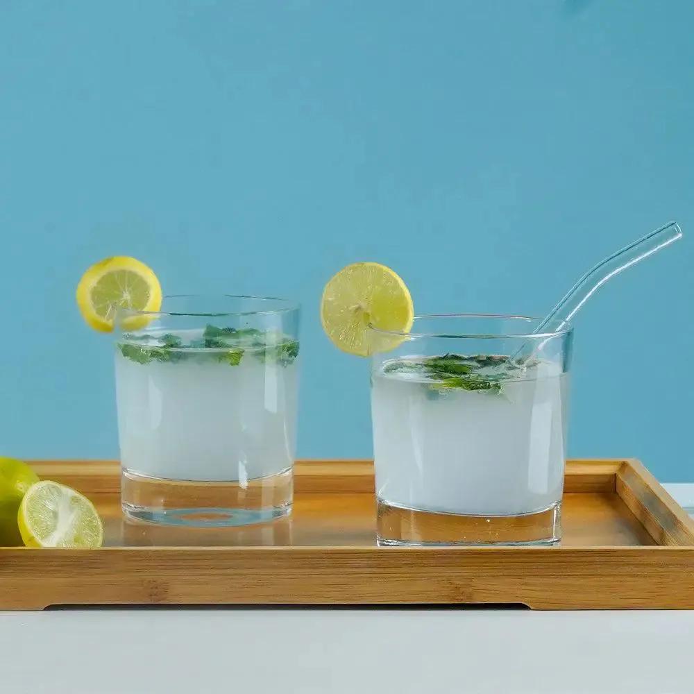 Premium Clear Solid Wide Whiskey Glasses Set of 2