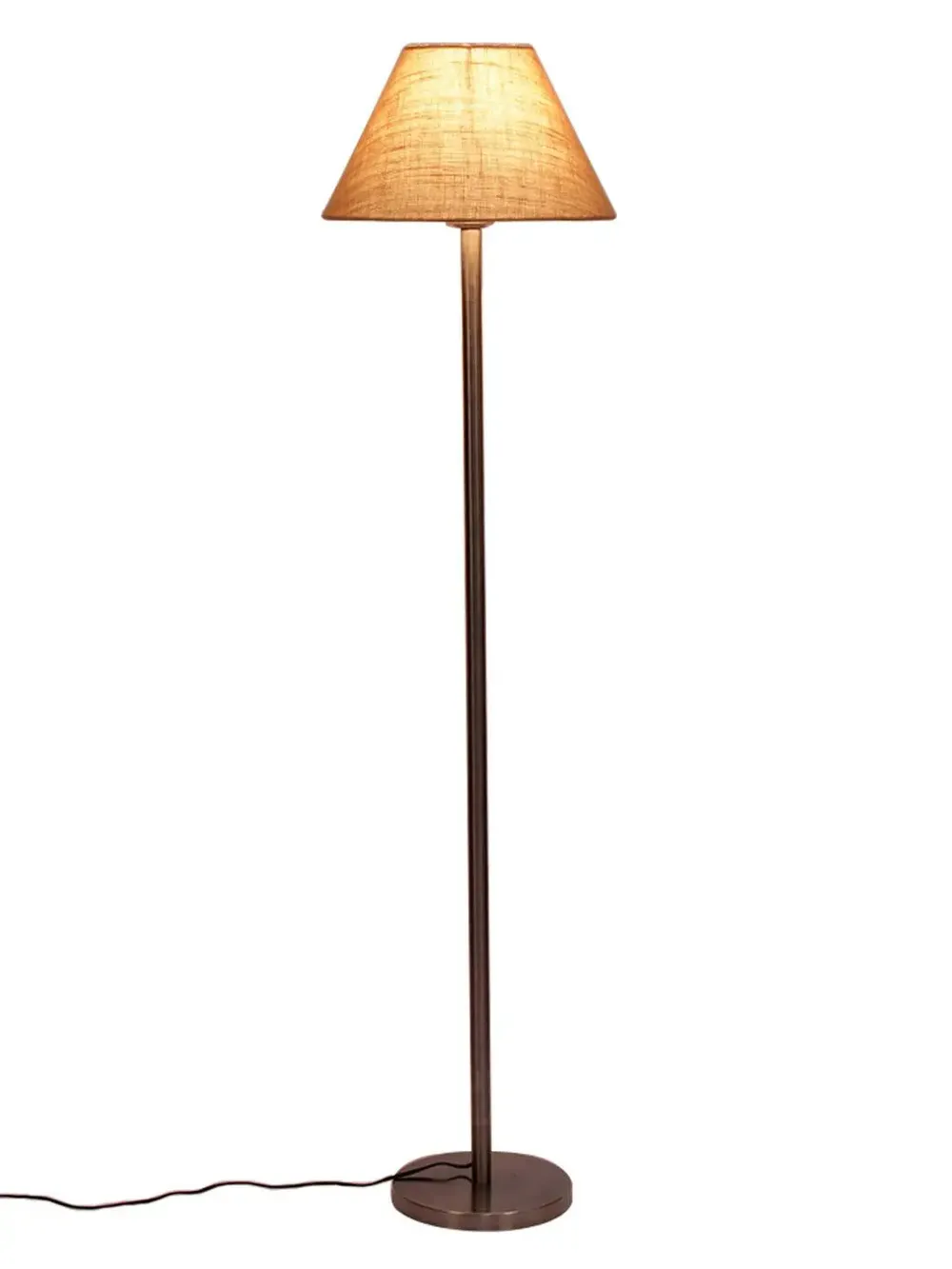 Premium Conical Designer Metal Floor Lamp With Cotton Shade White