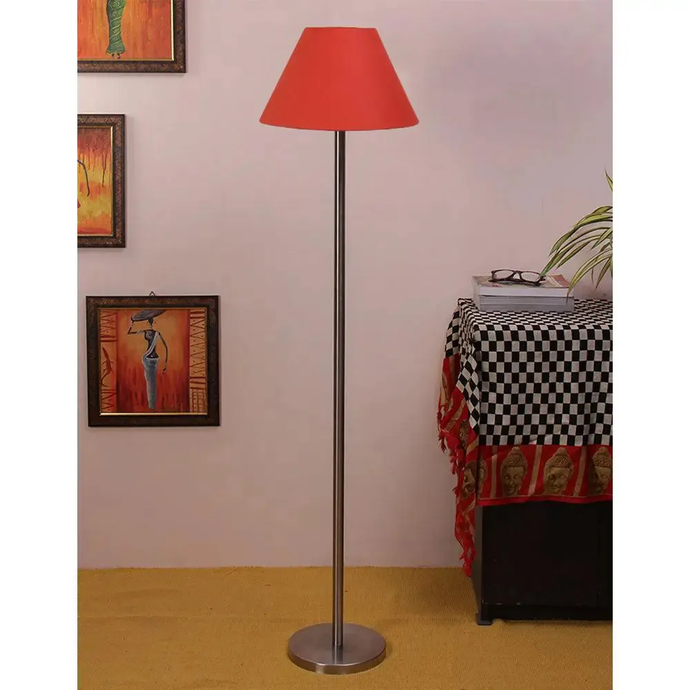 Premium Conical Designer Metal Floor Lamp With Cotton Shade White