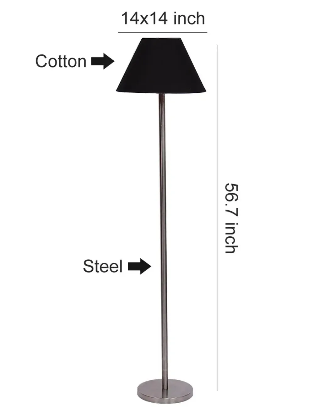 Premium Conical Designer Metal Floor Lamp With Cotton Shade White