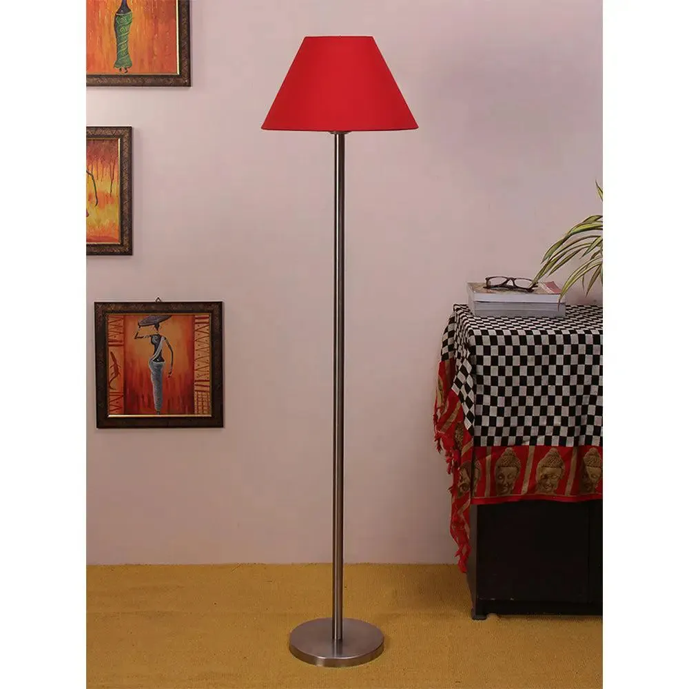 Premium Conical Designer Metal Floor Lamp With Cotton Shade White