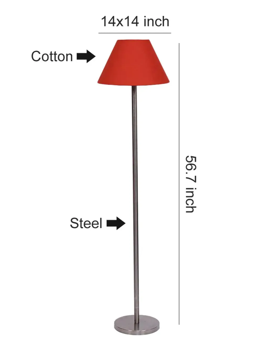 Premium Conical Designer Metal Floor Lamp With Cotton Shade White