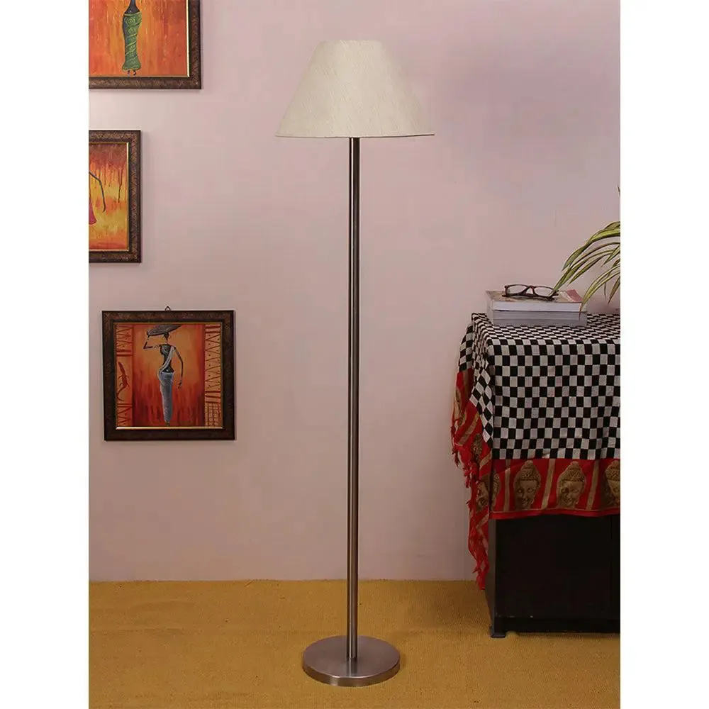 Premium Conical Designer Metal Floor Lamp With Cotton Shade White