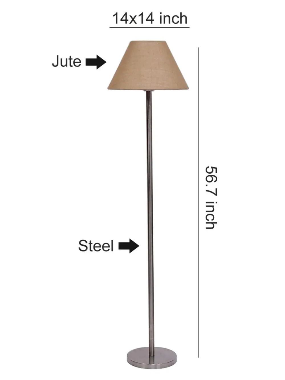 Premium Conical Designer Metal Floor Lamp With Cotton Shade White