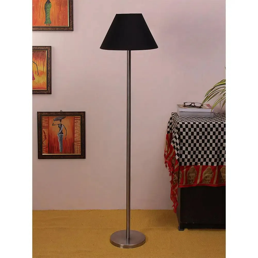 Premium Conical Designer Metal Floor Lamp With Cotton Shade White